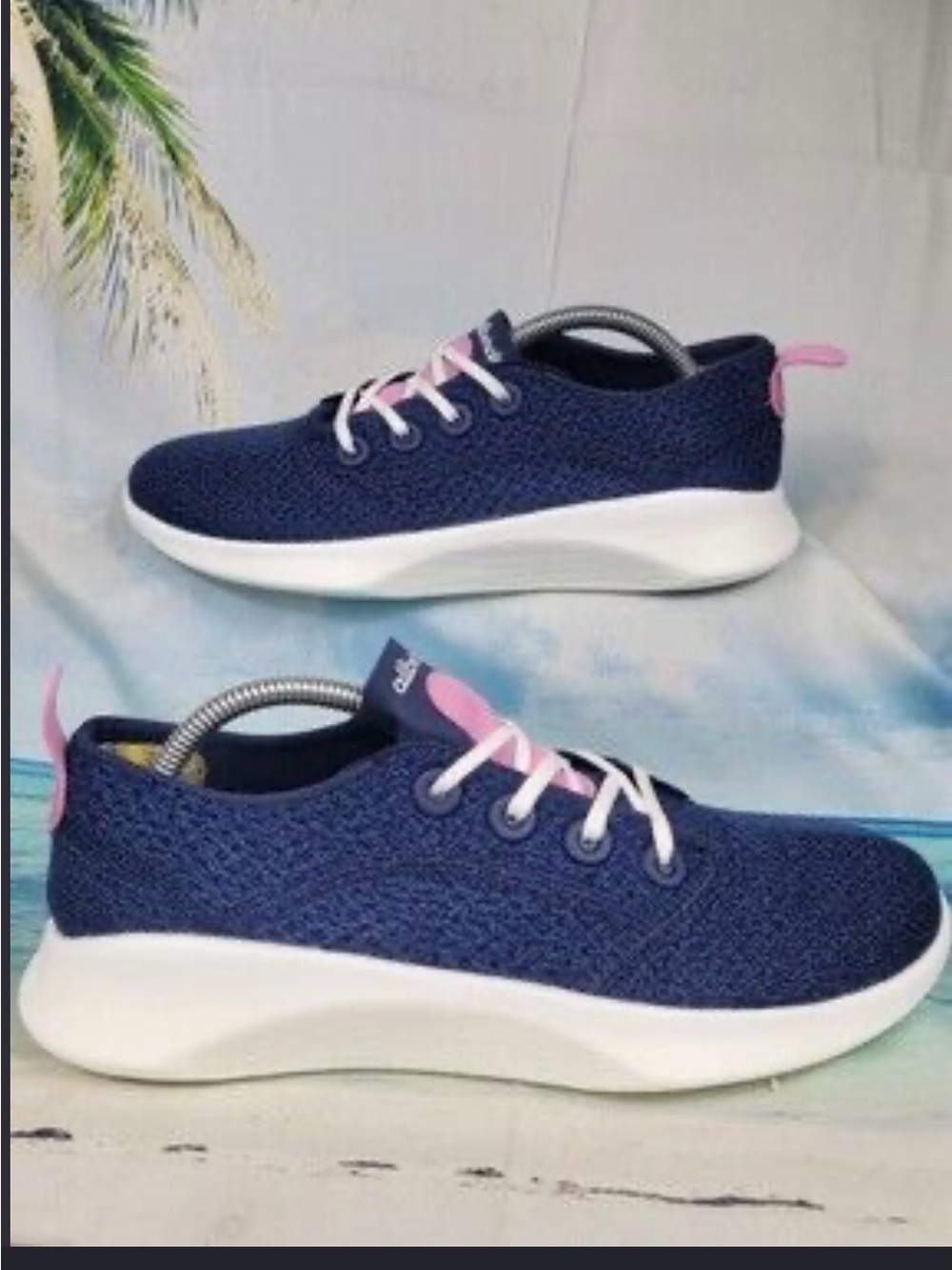 Allbirds women W 9 nwot Navy Knit Sneakers with Pink Accents 250
